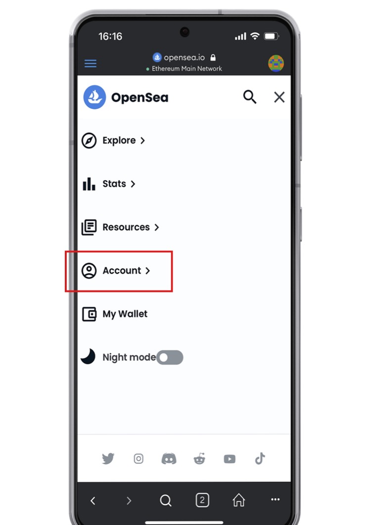 【スマホアプリ】OpenSeaのアカウント設定方法2